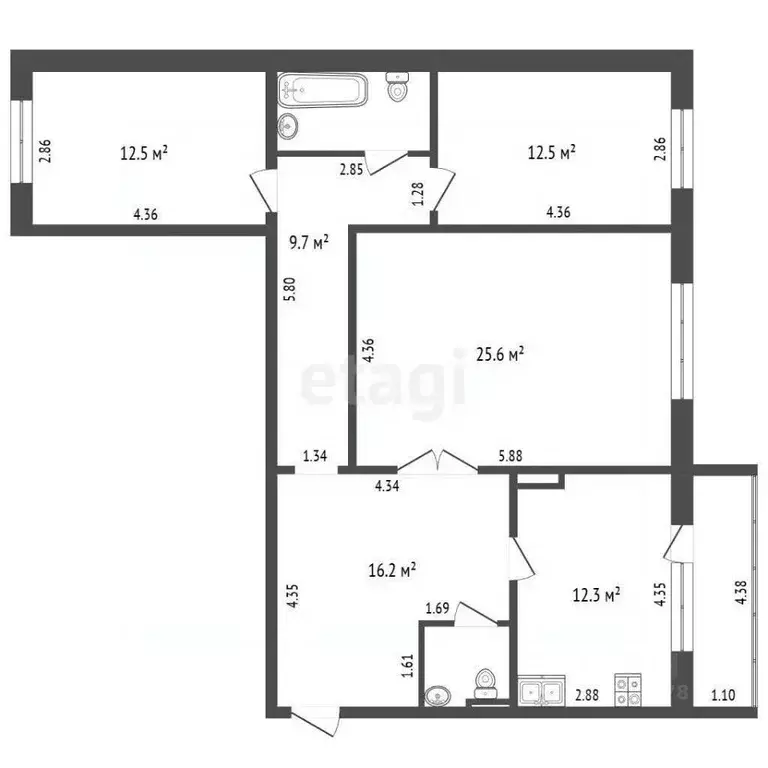 3-к кв. Ханты-Мансийский АО, Ханты-Мансийск Пионерская ул., 115 (95.0 ... - Фото 1