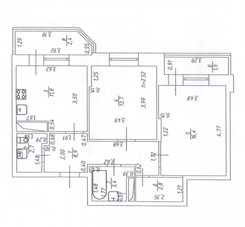 2-к кв. Татарстан, Казань ул. Хади Такташа, 119 (59.7 м) - Фото 1