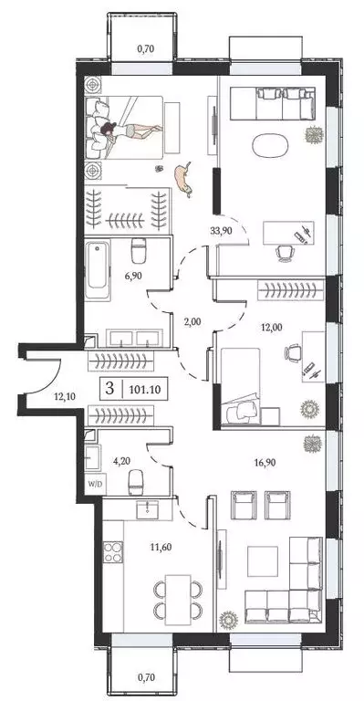 3-комнатная квартира: Москва, проспект Андропова, 9/1к3 (101.1 м) - Фото 1