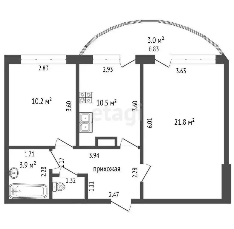 2-комнатная квартира: Стерлитамак, улица Артёма, 68 (62.3 м) - Фото 1
