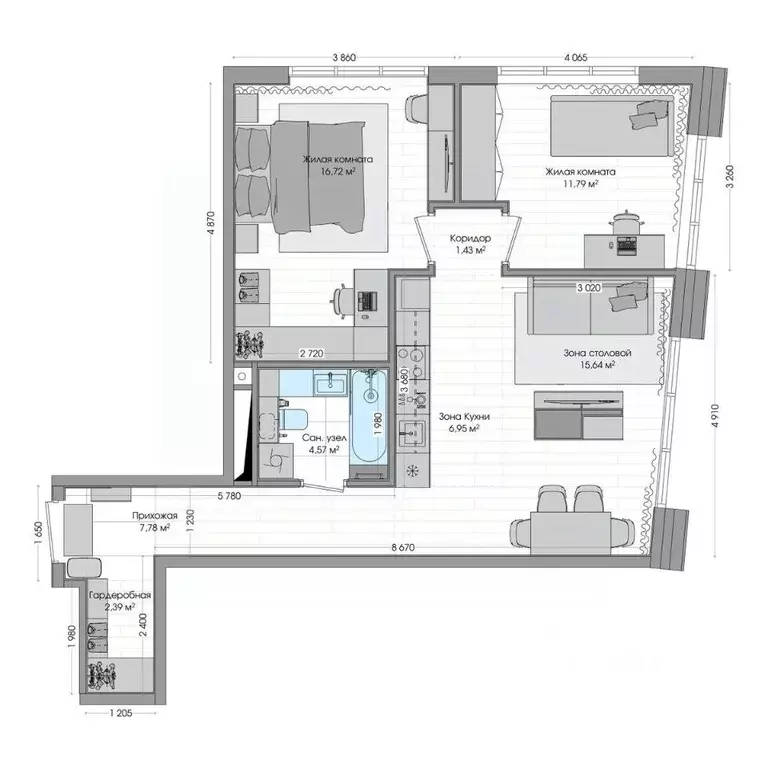 3-к кв. Приморский край, Владивосток ул. Нейбута (68.7 м) - Фото 1