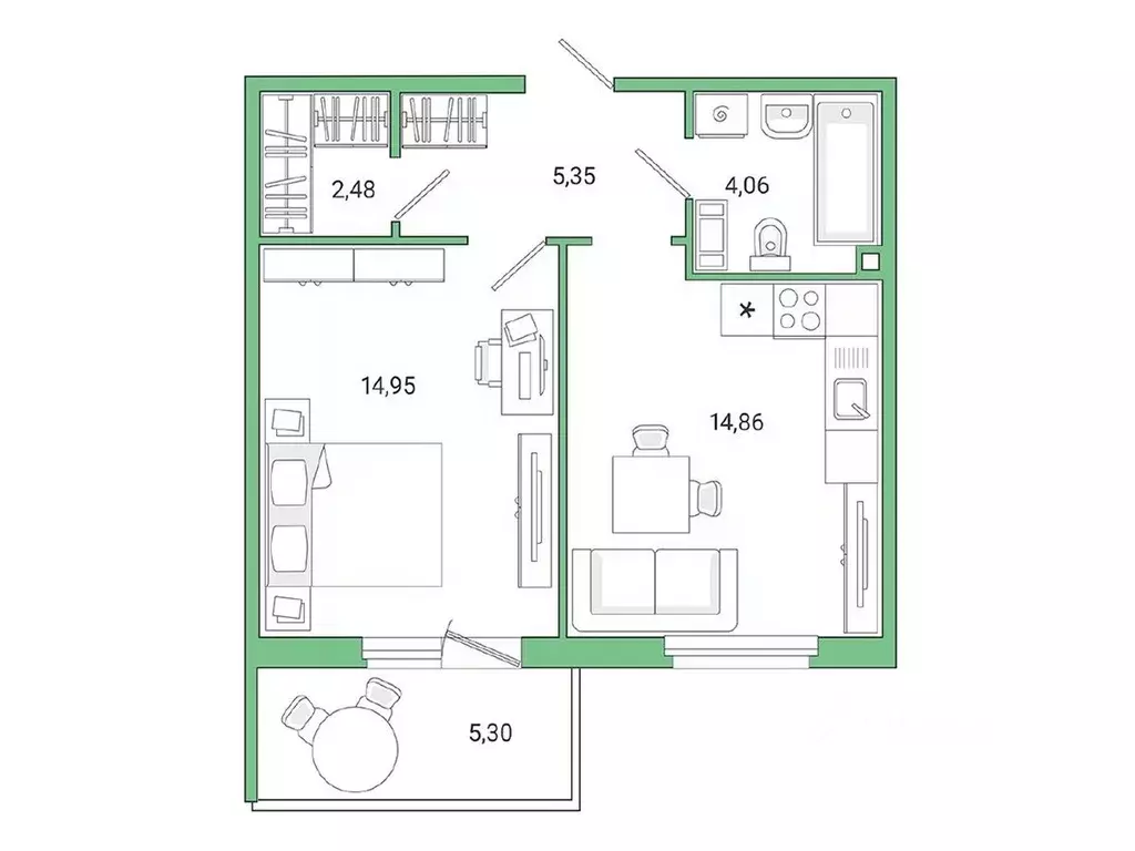1-к кв. Ленинградская область, Гатчина ул. Чехова, 39к1 (42.8 м) - Фото 1