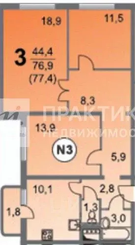 3-к кв. Московская область, Мытищи ул. Борисовка, 16 (76.3 м) - Фото 2