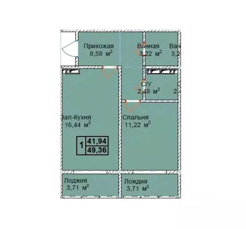 1-к кв. Чеченская республика, Грозный пос. Строителей,  (49.36 м) - Фото 1