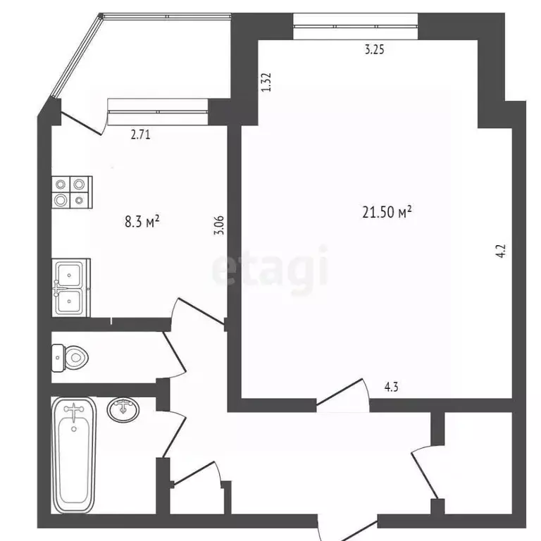 1-к кв. Ханты-Мансийский АО, Лянтор Сургутский район, 4-й мкр, 15 ... - Фото 2