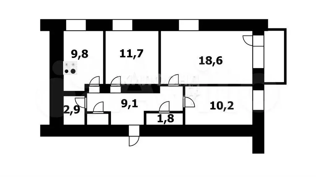 3-к. квартира, 65 м, 2/2 эт. - Фото 0