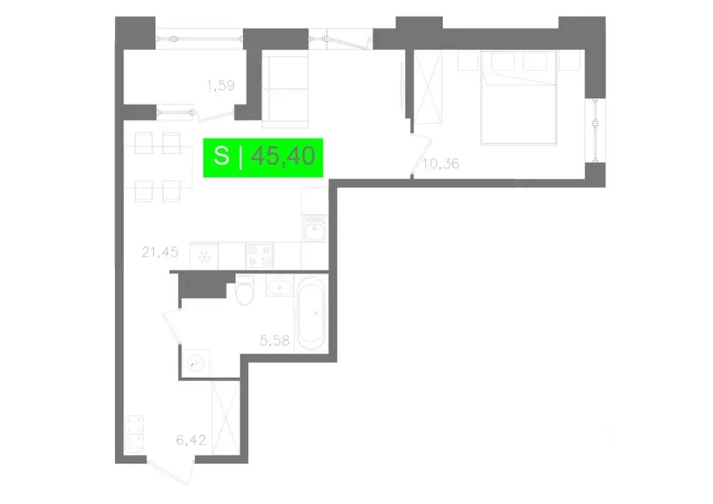 1-к кв. Санкт-Петербург Московское ш., 13ВА (45.4 м) - Фото 0