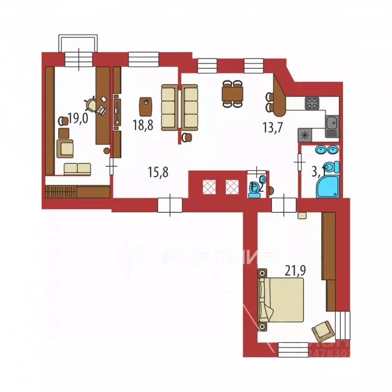 3-к кв. Санкт-Петербург Московский просп., 204 (94.9 м) - Фото 1