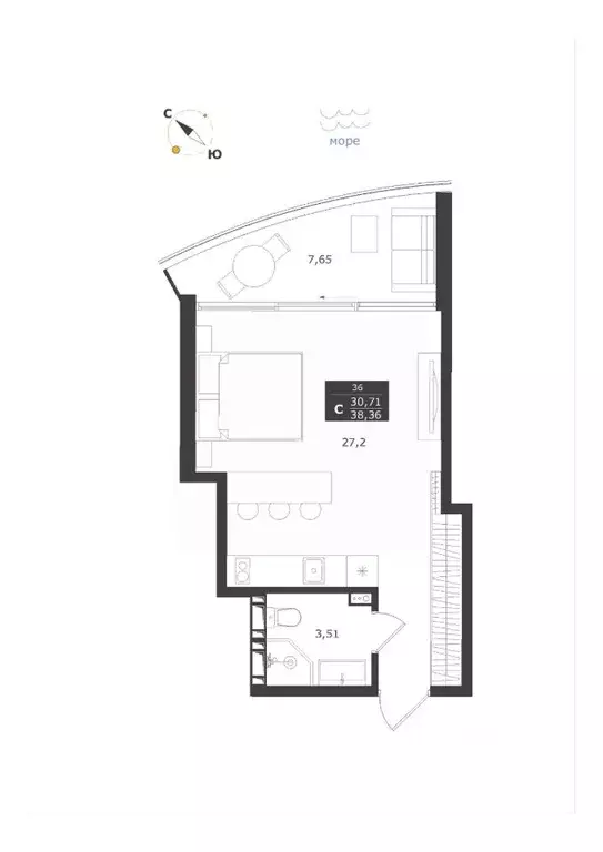 Студия Крым, Алушта муниципальный округ, с. Виноградное ул. Сусловой, ... - Фото 1