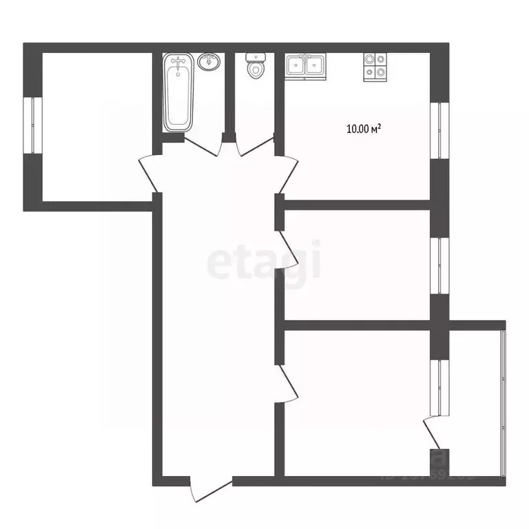 3-к кв. Коми, Сыктывкар ул. Славы, 35 (68.7 м) - Фото 2