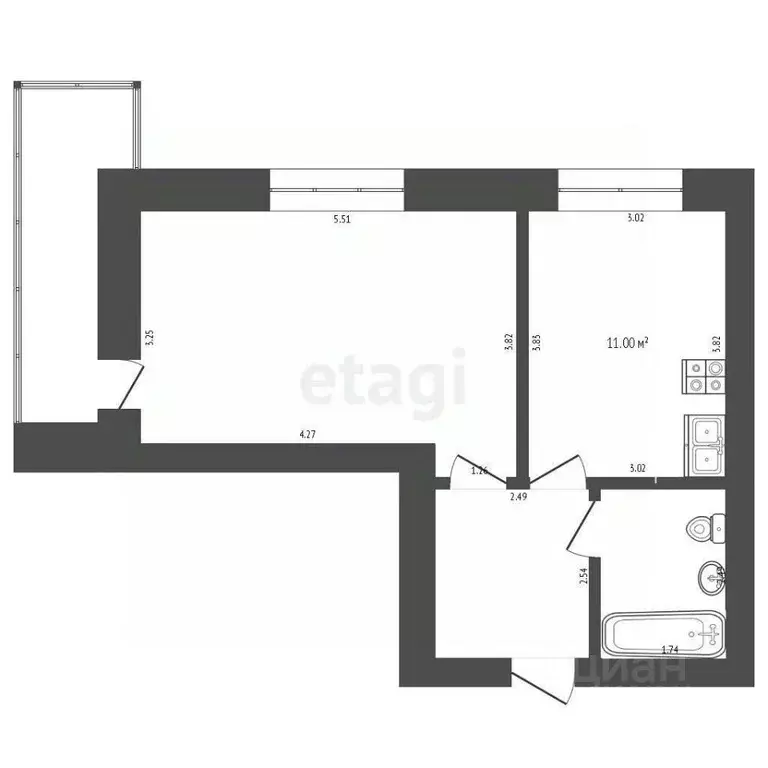 1-к кв. Мордовия, Саранск просп. Российской Армии, 18 (40.7 м) - Фото 2