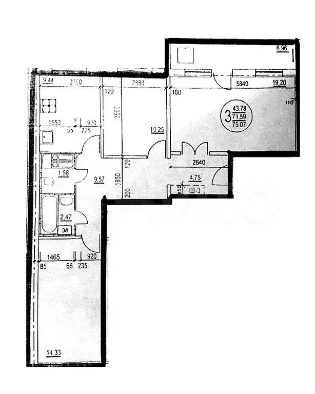 3-к. квартира, 71,6 м, 6/10 эт. - Фото 0