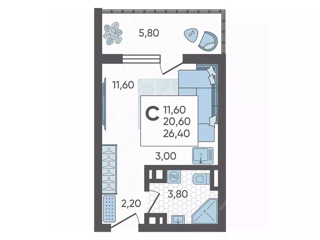 Студия Краснодарский край, Сочи городской округ Горный Квартал жилой ... - Фото 1