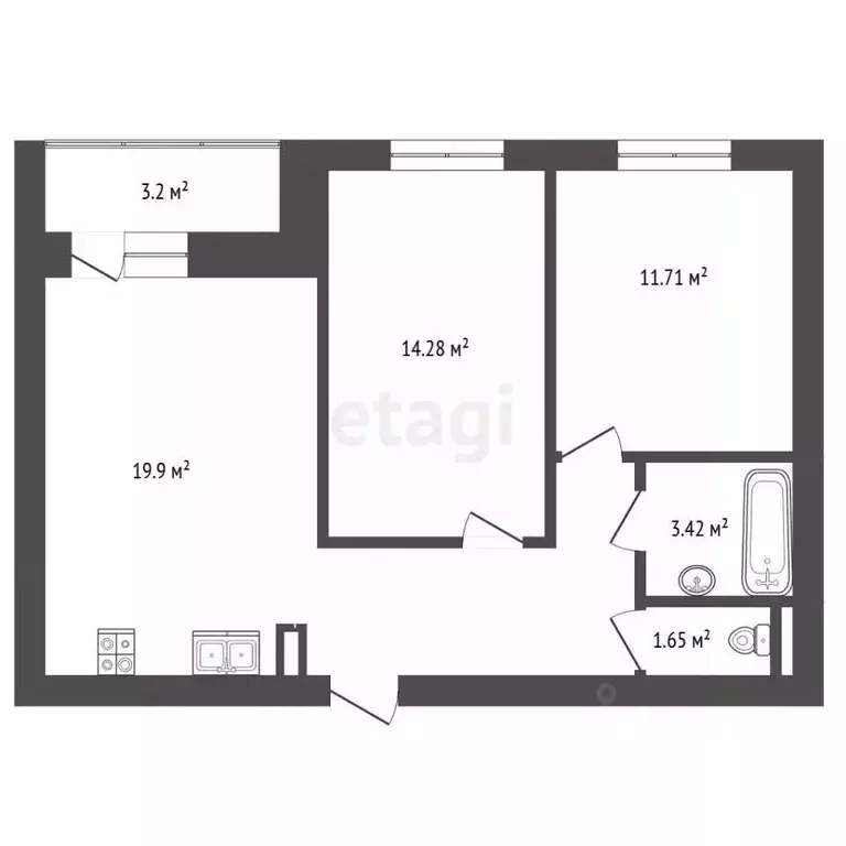 2-к кв. Мордовия, Саранск ул. Кирова, 9 (60.0 м) - Фото 2