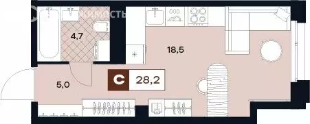 Квартира-студия: Москва, Лодочная улица, 27к2 (28.2 м) - Фото 0