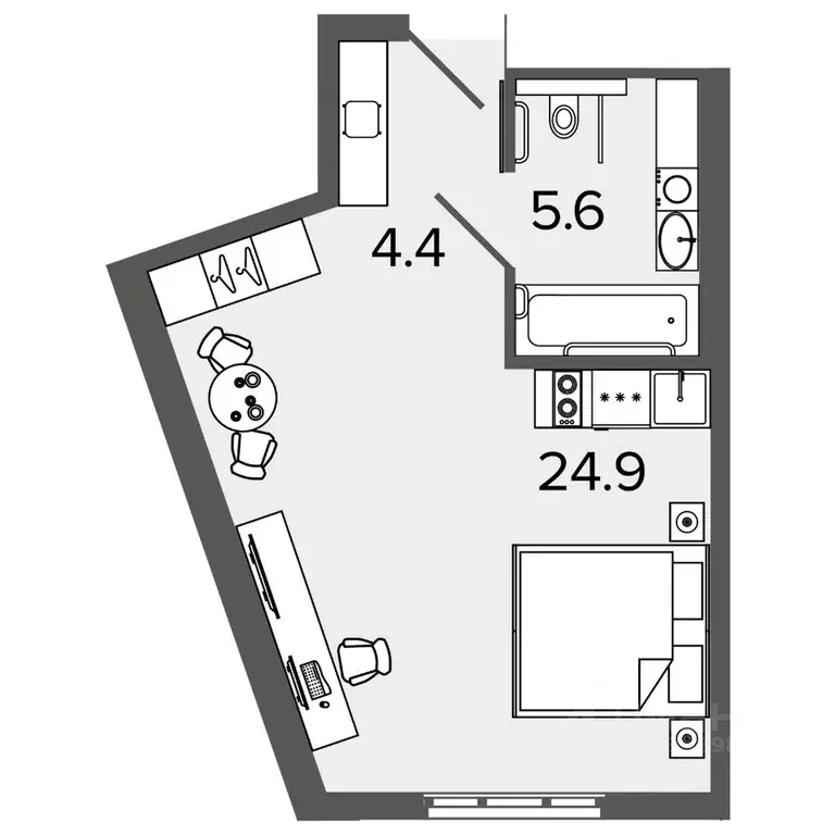 Студия Санкт-Петербург Ташкентская ул., 6к2 (34.0 м) - Фото 0