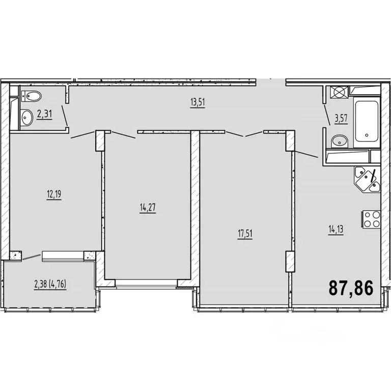 3-к кв. Крым, Феодосия ул. Грина, 43 (87.86 м) - Фото 2