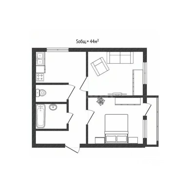 2-к кв. Брянская область, Брянск ул. Фокина, 96 (44.0 м) - Фото 2