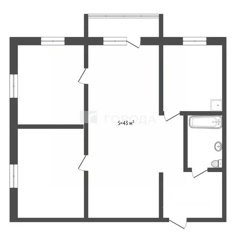 3-к кв. Алтайский край, Барнаул ул. Папанинцев, 109 (43.0 м) - Фото 2