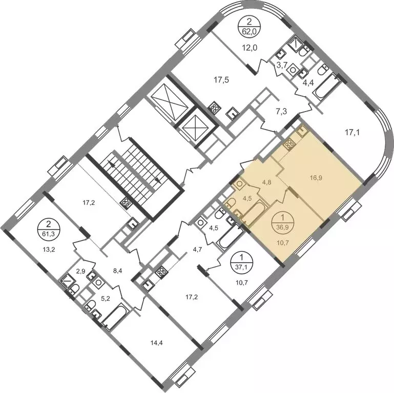 1-комнатная квартира: посёлок городского типа Заречье, жилой комплекс ... - Фото 2
