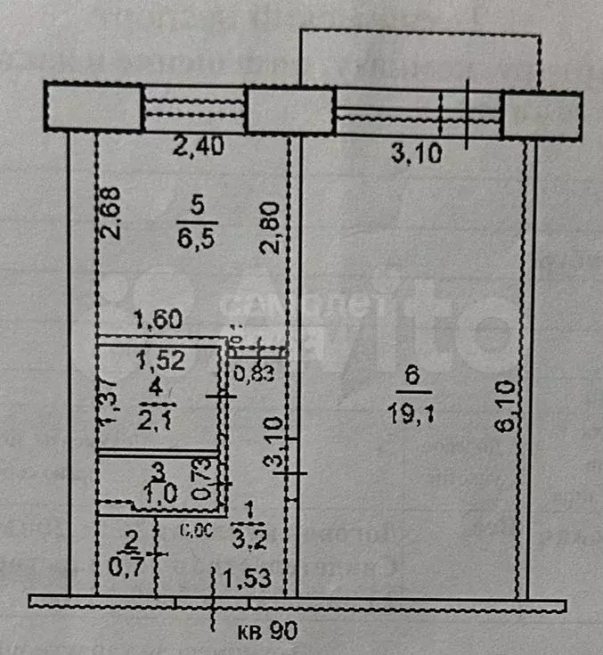 1-к. квартира, 32,6 м, 8/9 эт. - Фото 0