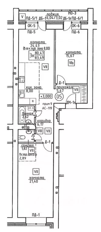 3-к кв. Томская область, Томск ул. Некрасова, 25 (83.49 м) - Фото 0