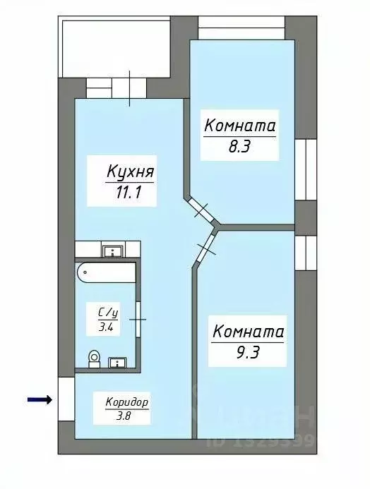 1-к кв. Свердловская область, Арамиль ул. Мира, 1Бк2 (36.0 м) - Фото 1