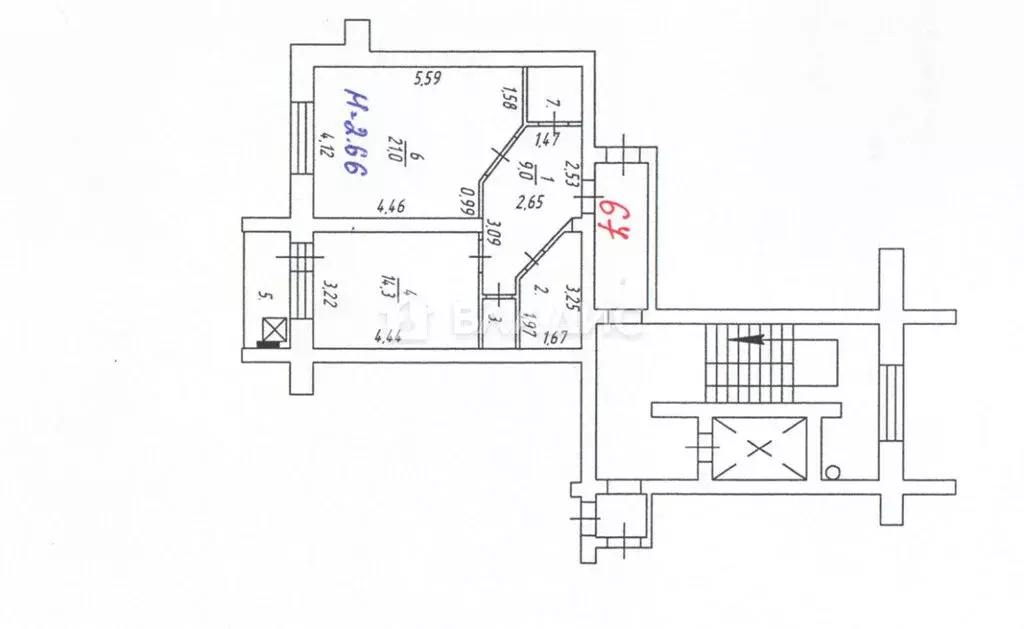 1-комнатная квартира: посёлок Радужный, вл54 (52.5 м) - Фото 1