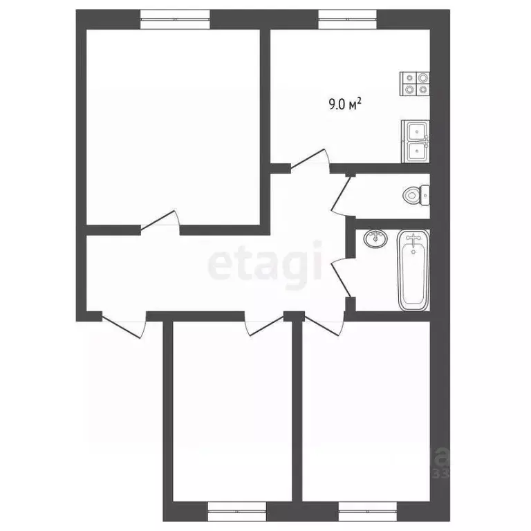 3-к кв. Свердловская область, Первоуральск ул. Чкалова, 44А (78.0 м) - Фото 1
