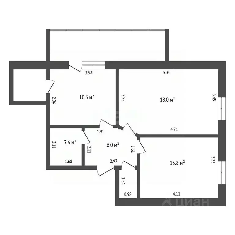 2-к кв. Амурская область, Благовещенск Новая ул., 11/2 (57.2 м) - Фото 1