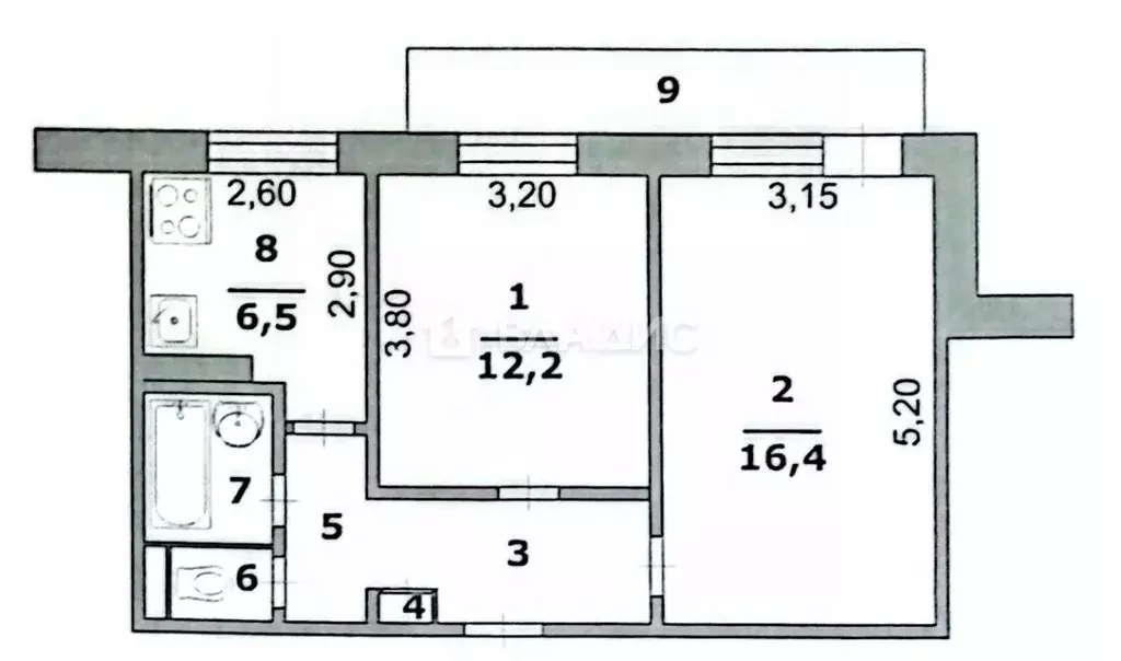 2-к кв. Белгородская область, Белгород 10-й мкр, ул. Спортивная, 7 ... - Фото 2