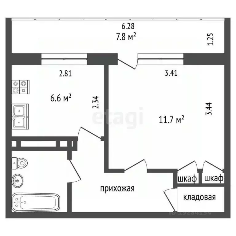 1-к кв. Вологодская область, Череповец ул. Наседкина, 11 (28.3 м) - Фото 1