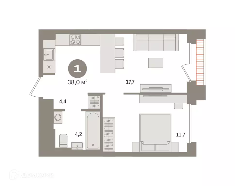 Продаётся 1-к квартира, 37.97 м - Фото 0