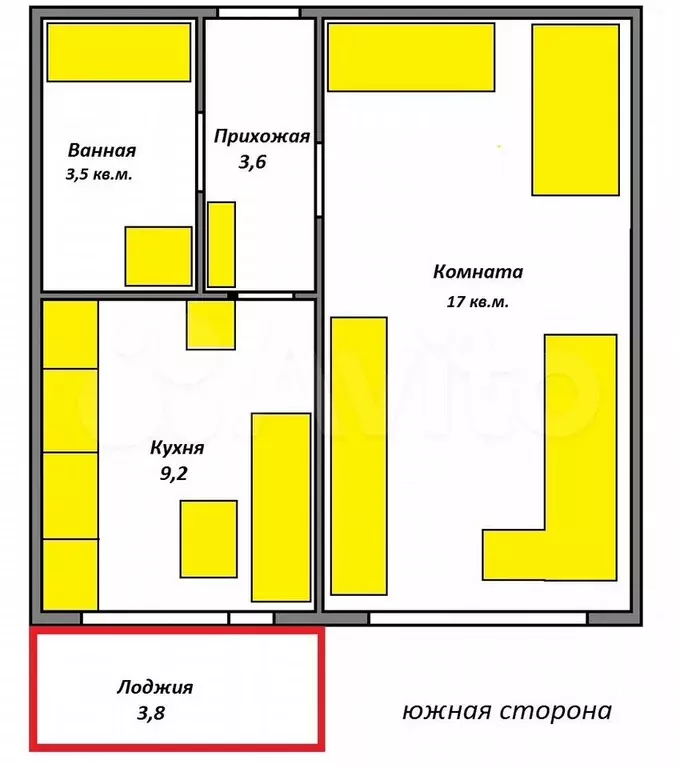 1-к. квартира, 33,2 м, 2/17 эт. - Фото 0