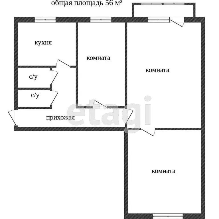 3-комнатная квартира: Ялуторовск, улица Карбышева, 10 (57.3 м) - Фото 1
