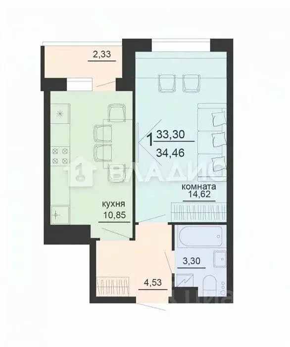 1-к кв. Воронежская область, Воронеж ул. Богдана Хмельницкого, 53А ... - Фото 2