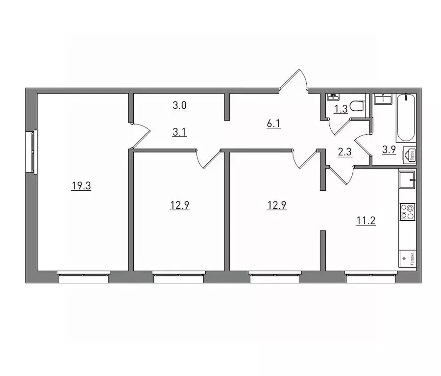 3-к кв. Кировская область, Киров ул. Чистопрудненская, 13А (76.0 м) - Фото 2