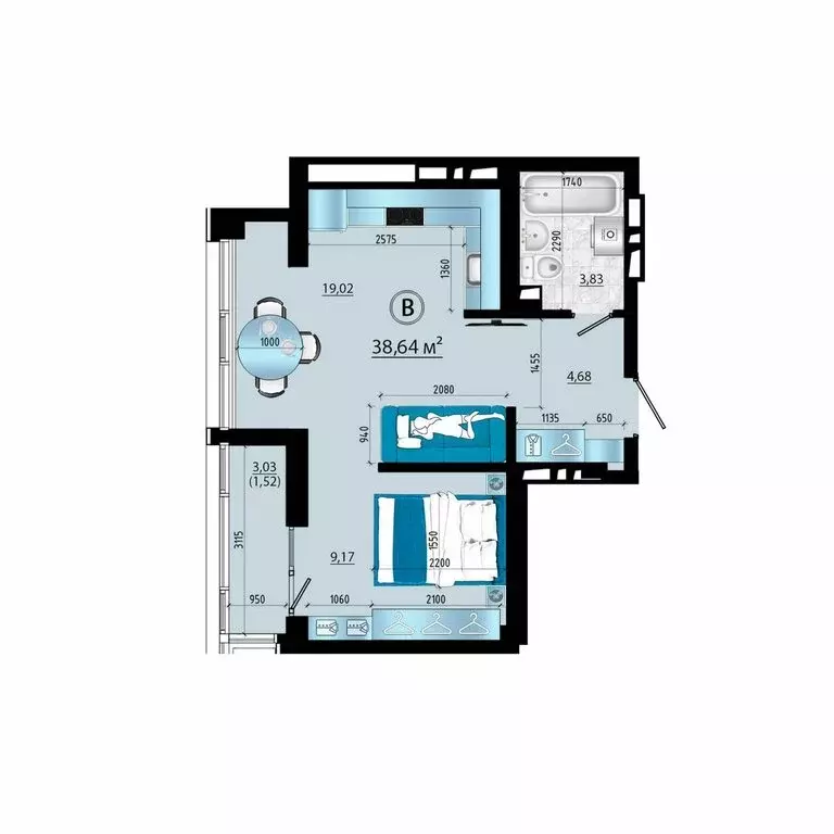 1-комнатная квартира: Владивосток, Ленинский район (38.63 м) - Фото 1