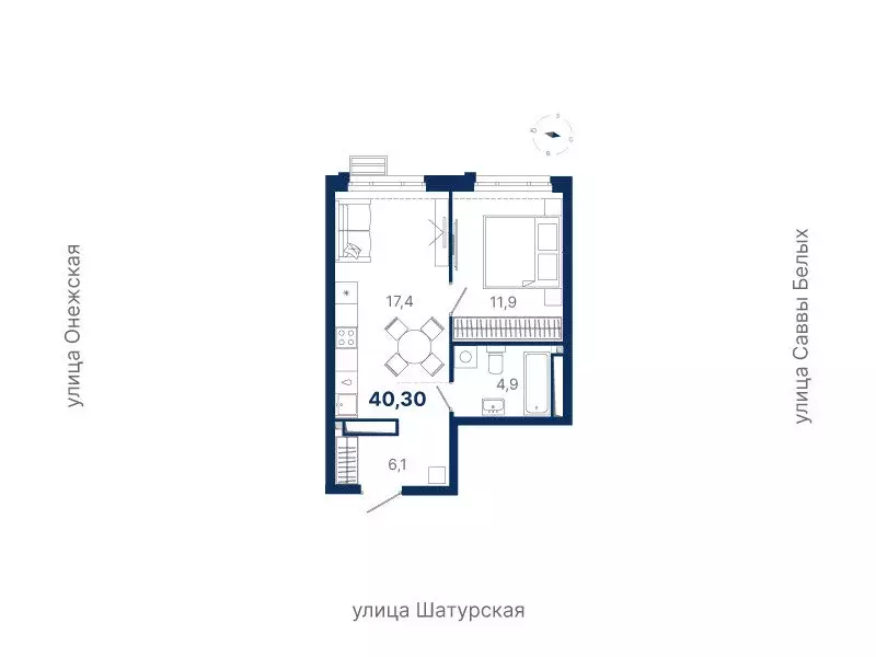 1-комнатная квартира: Екатеринбург, жилой район Южный, жилая ... - Фото 0