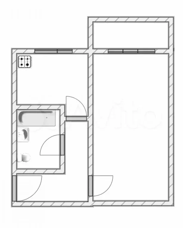 1-к. квартира, 30 м, 4/5 эт. - Фото 0