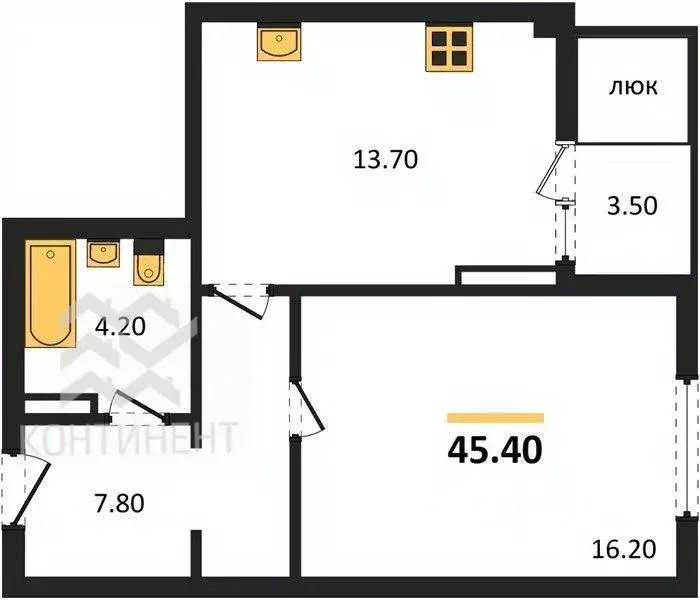 1-к кв. Крым, Симферополь ул. Трубаченко (45.4 м) - Фото 1
