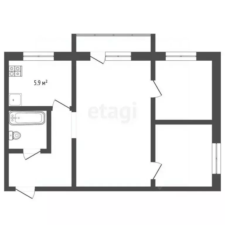 2-к кв. Тверская область, Кимры Коммунистическая ул., 12А (41.2 м) - Фото 1