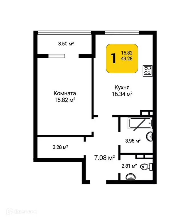 Продаётся 1-к квартира, 51.03 м - Фото 0