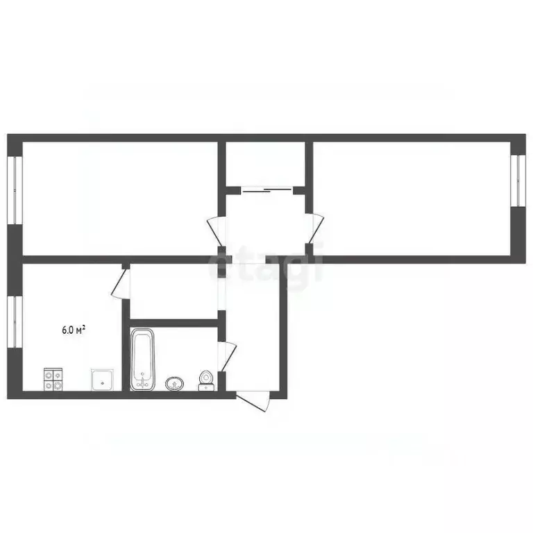 2-к кв. Тюменская область, Тюмень ул. 50 лет Октября, 39 (43.1 м) - Фото 1