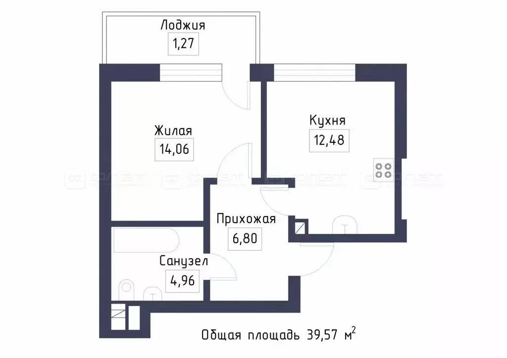 1-комнатная квартира: Казань, улица Шаляпина, 32 (40.5 м) - Фото 0