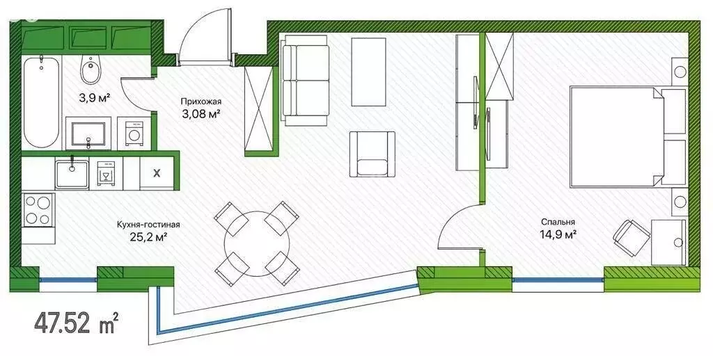 1-комнатная квартира: Москва, Новоясеневский проспект, 3В (47.4 м) - Фото 2