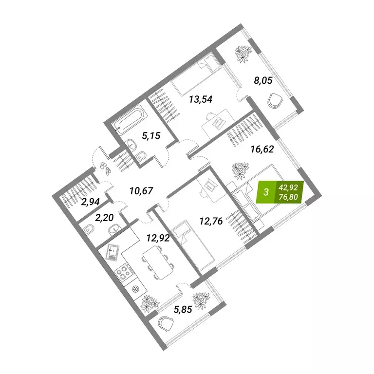 Продаётся 3-к квартира, 76.8 м - Фото 0