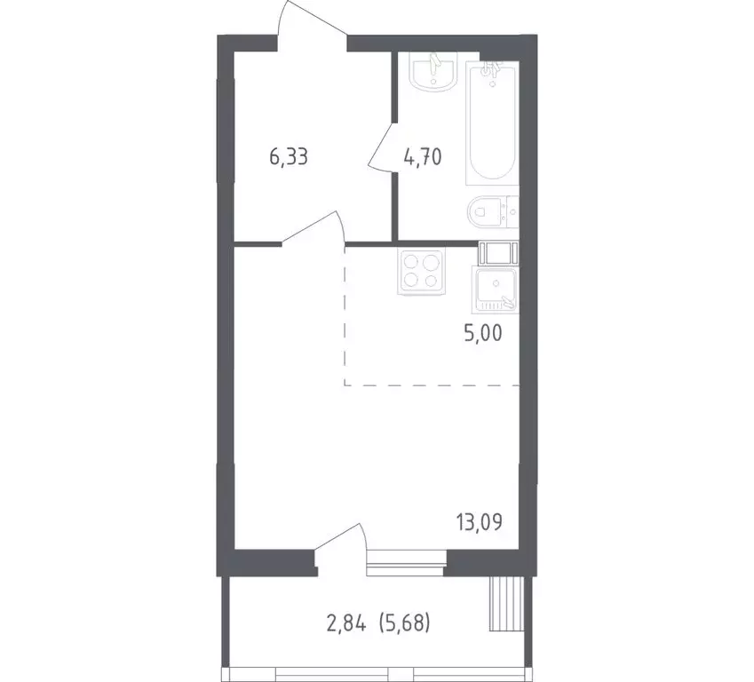 Квартира-студия: посёлок городского типа Жилино-1, 2-й квартал, 1к3 ... - Фото 1