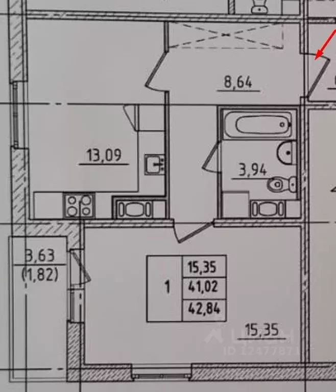 1-к кв. Ленинградская область, Гатчина ул. Чехова, 41к3 (41.1 м) - Фото 1