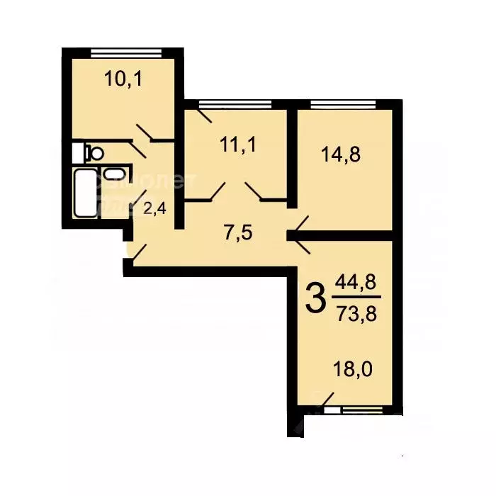 3-к кв. Москва ул. Борисовские Пруды, 18К1 (73.7 м) - Фото 1